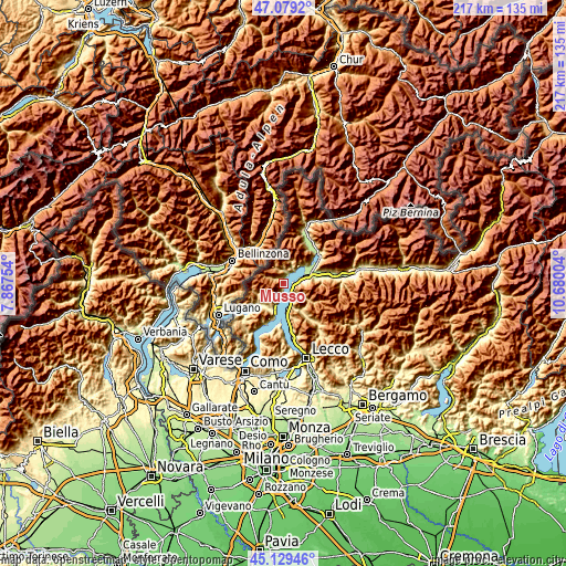 Topographic map of Musso