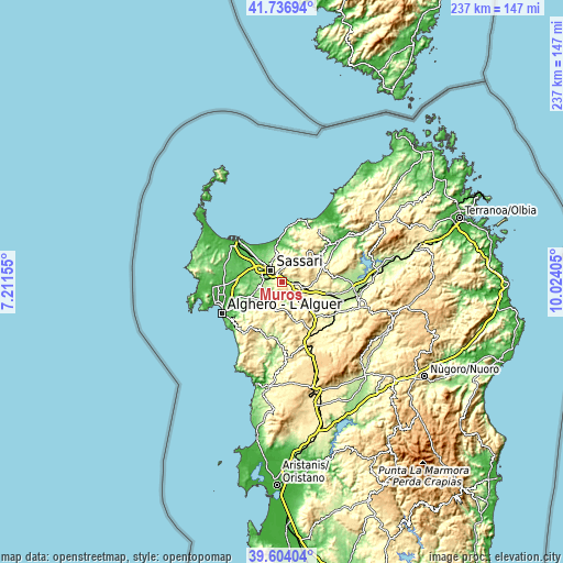 Topographic map of Muros