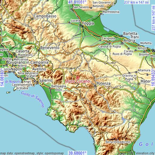 Topographic map of Muro Lucano
