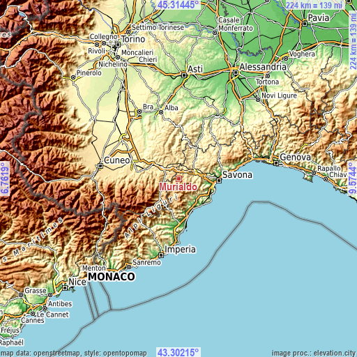 Topographic map of Murialdo