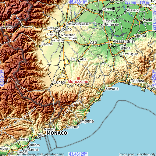 Topographic map of Murazzano