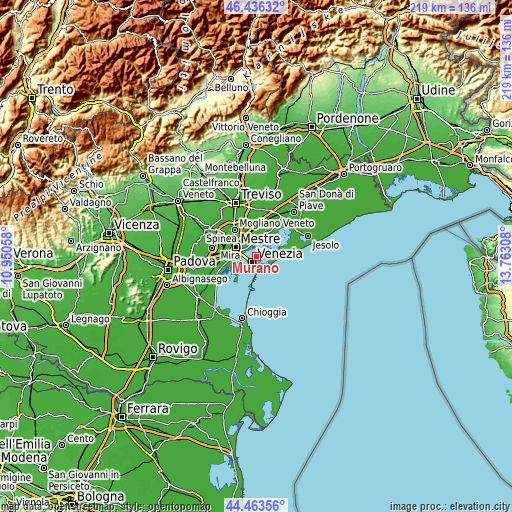 Topographic map of Murano