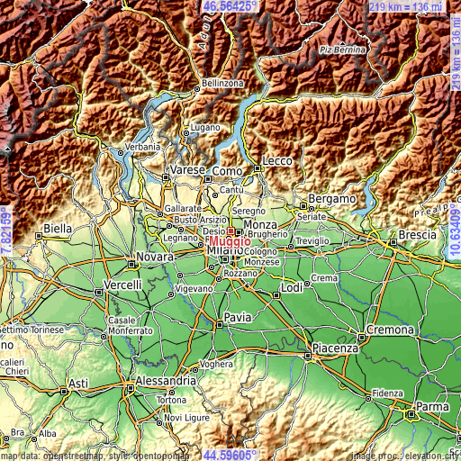 Topographic map of Muggiò