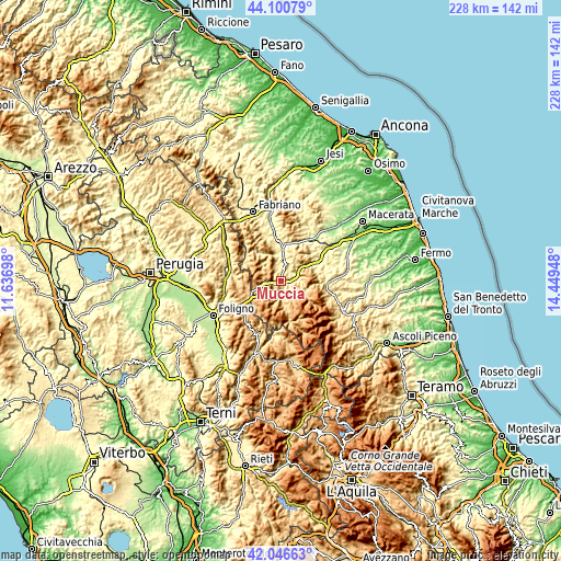 Topographic map of Muccia