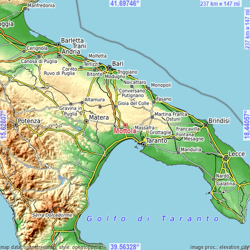 Topographic map of Mottola