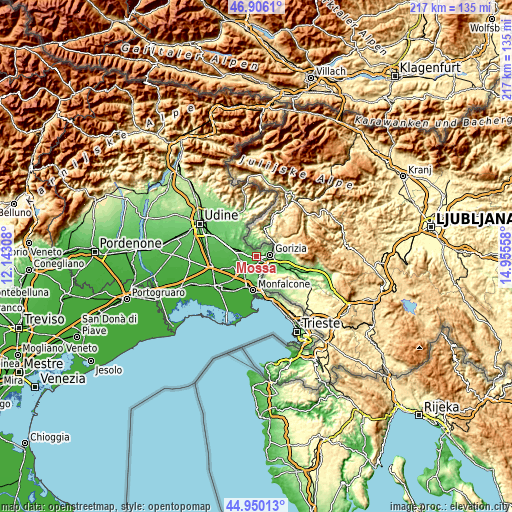 Topographic map of Mossa