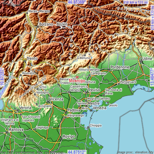 Topographic map of Mosnigo