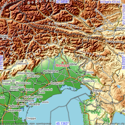 Topographic map of Moruzzo