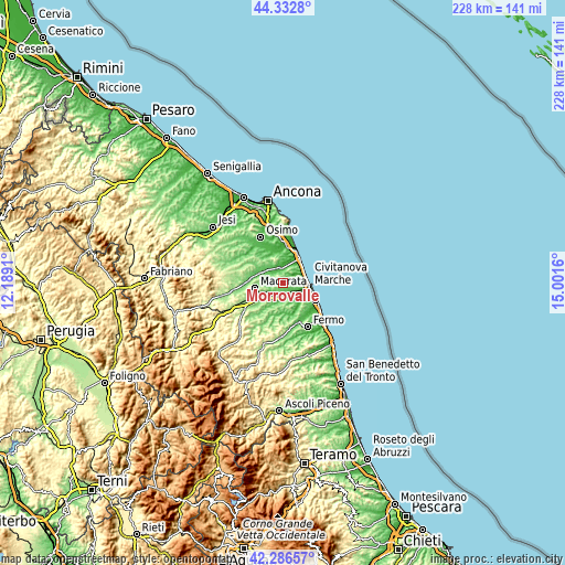 Topographic map of Morrovalle