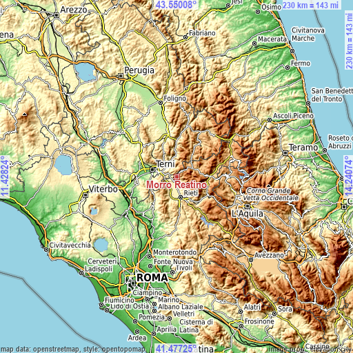 Topographic map of Morro Reatino