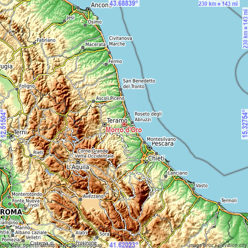 Topographic map of Morro d'Oro