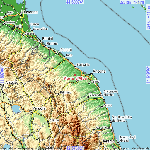 Topographic map of Morro d'Alba