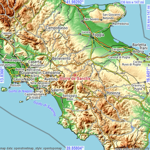 Topographic map of Morra de Sanctis