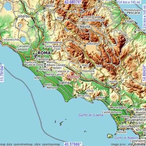 Topographic map of Morolo
