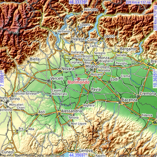 Topographic map of Morimondo