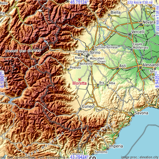 Topographic map of Moretta