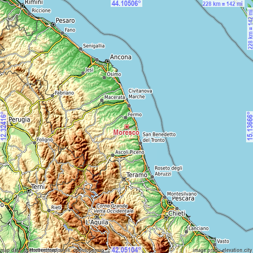 Topographic map of Moresco