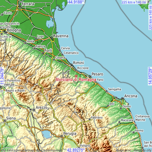 Topographic map of Morciano di Romagna