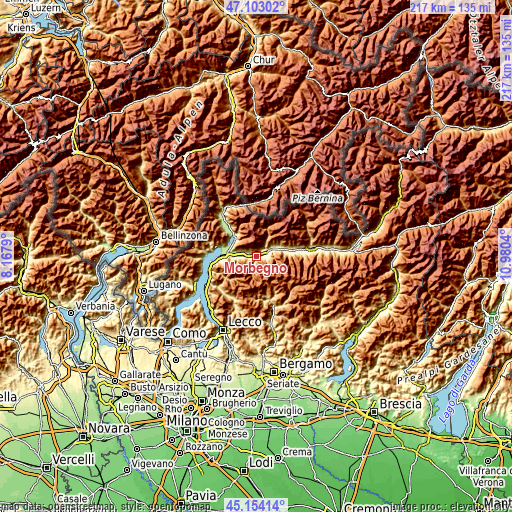 Topographic map of Morbegno