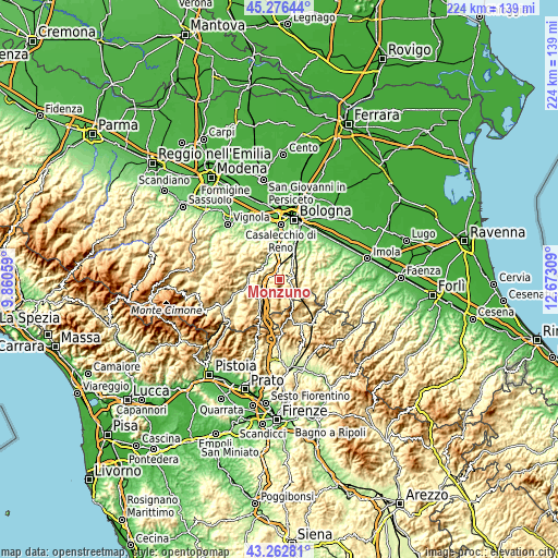 Topographic map of Monzuno