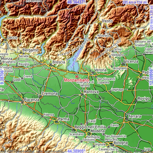 Topographic map of Monzambano