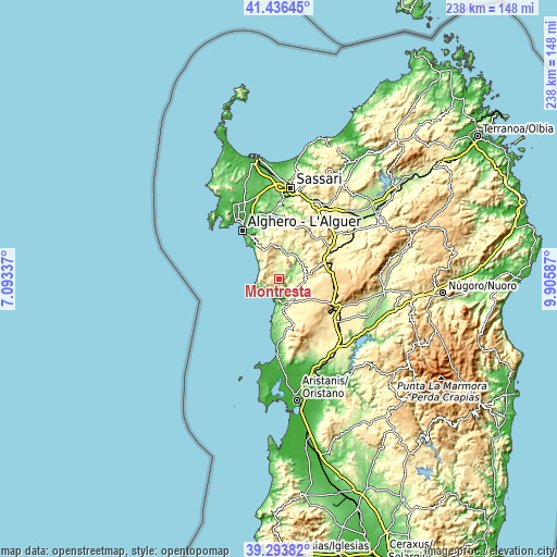 Topographic map of Montresta