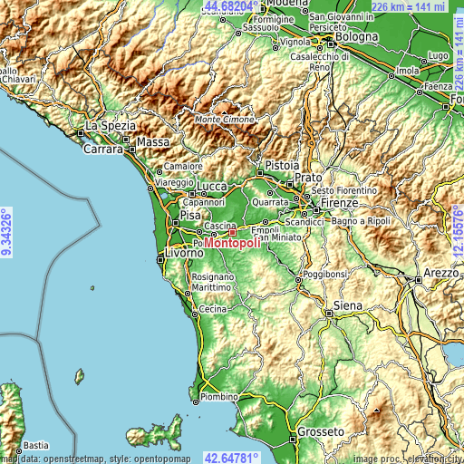 Topographic map of Montopoli