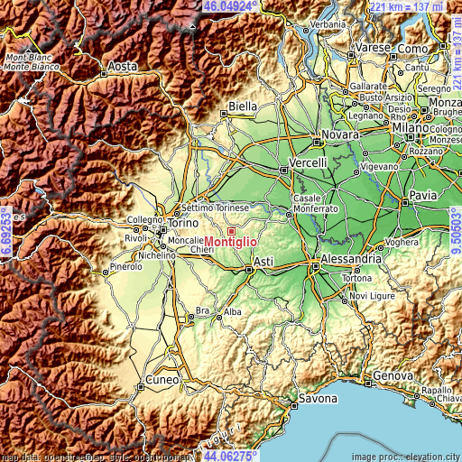 Topographic map of Montiglio