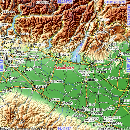 Topographic map of Montichiari