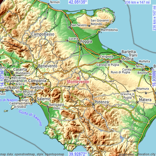 Topographic map of Monteverde