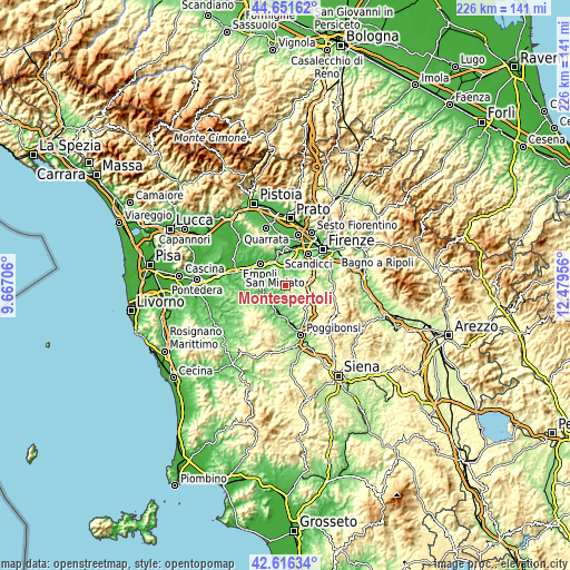 Topographic map of Montespertoli