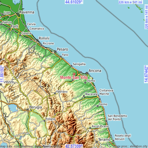 Topographic map of Monte San Vito