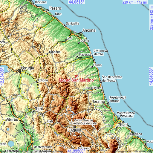 Topographic map of Monte San Martino