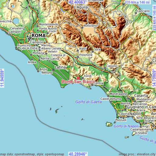 Topographic map of Monte San Biagio