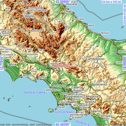 Topographic map of Monteroduni