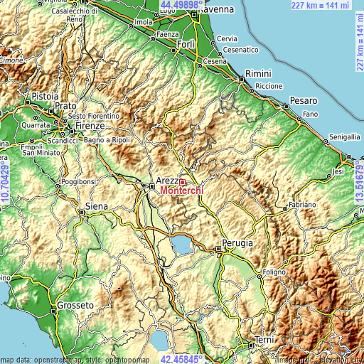 Topographic map of Monterchi