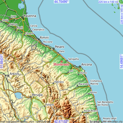 Topographic map of Monterado