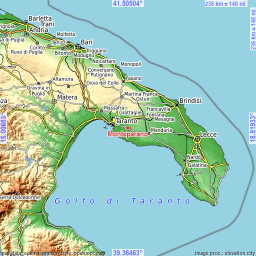 Topographic map of Monteparano