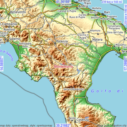 Topographic map of Montemurro