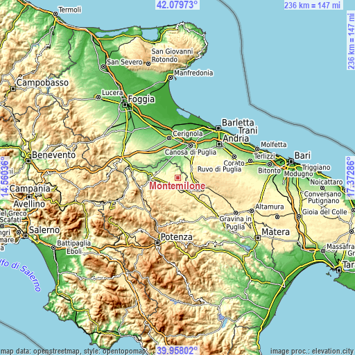 Topographic map of Montemilone