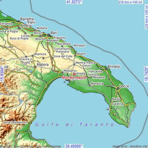 Topographic map of Montemesola