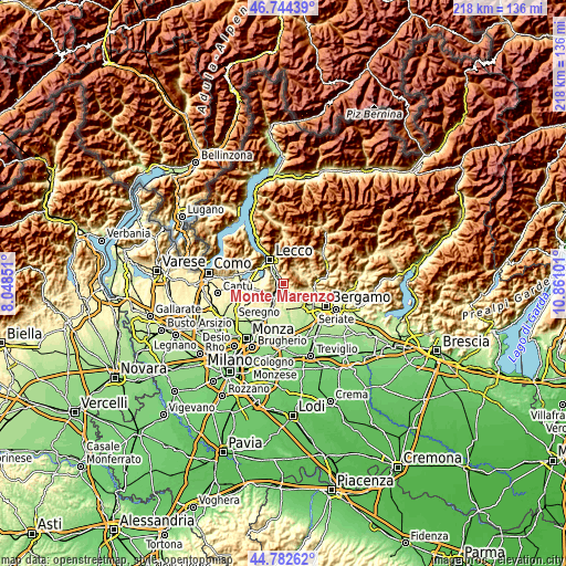 Topographic map of Monte Marenzo