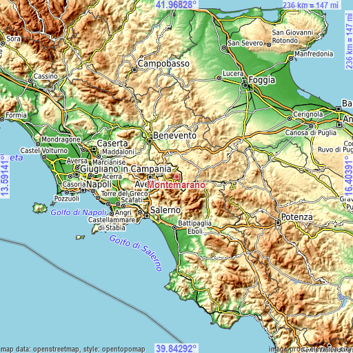 Topographic map of Montemarano