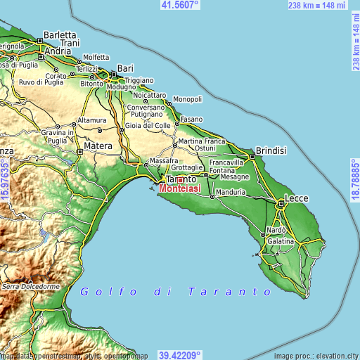 Topographic map of Monteiasi