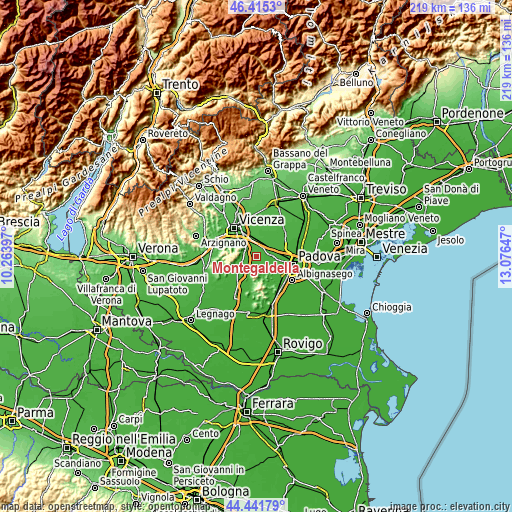 Topographic map of Montegaldella