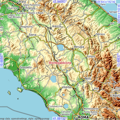 Topographic map of Montegabbione