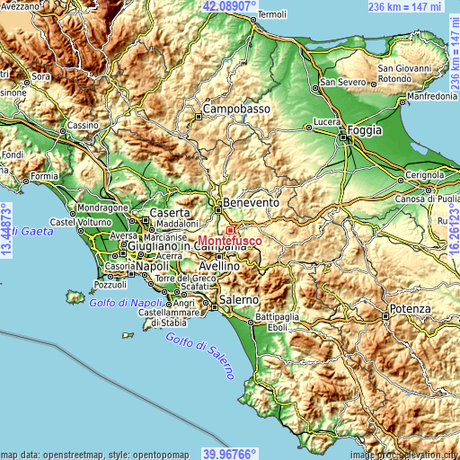 Topographic map of Montefusco