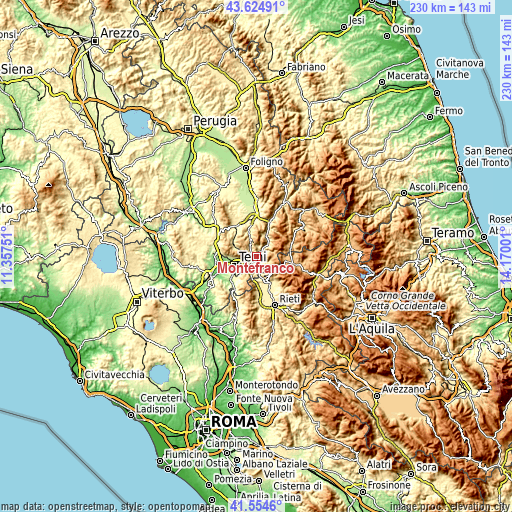 Topographic map of Montefranco