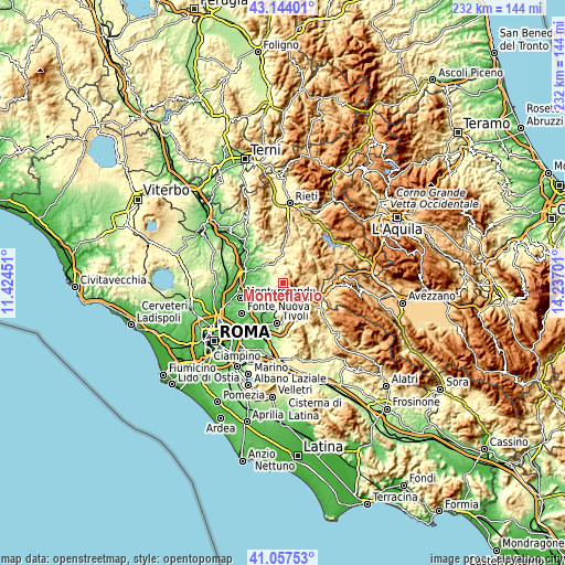 Topographic map of Monteflavio