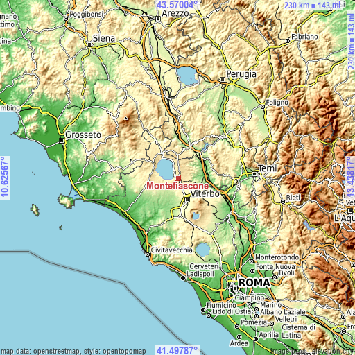 Topographic map of Montefiascone